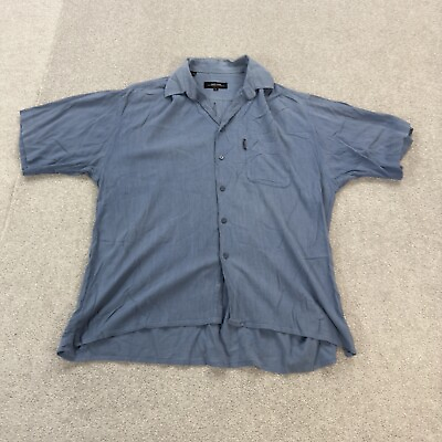 #ad Pierre Cardin Men#x27;s Shirt Blue Large Modal Cotton Button Up Vintage Textured VGC GBP 15.95