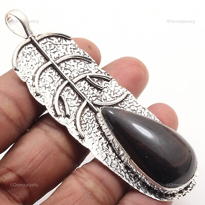 #ad Gray Eye Obsidian Jewelry Silver Plated Gift For Briedsmaid Pendant 3.3quot; $3.99