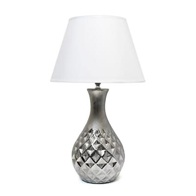 #ad Elegant Design Table Lamp 20.13quot; Ceramic Metallic Silver Base White Fabric Shade $48.17