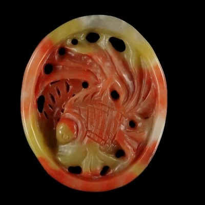 #ad BI28311# Hand Carved Cameo Fish Multi color Jade Pendant Bead Gemstone $19.99