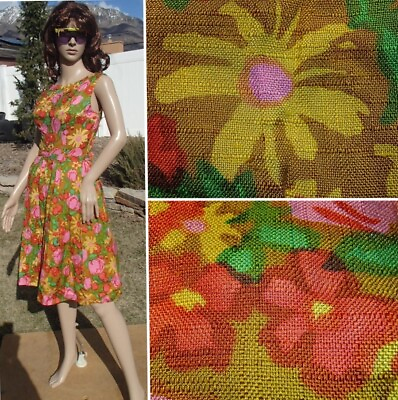 #ad handmade VINTAGE 50#x27;s fit amp; flare dress floral print CRINOLINE skirt womens XS $65.70