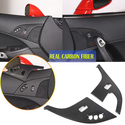 #ad Real Dry Carbon Fiber Interior Door Lock Button Trim Cover For Corvette C6 05 13 $99.99