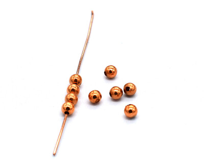 #ad 130 Pcs 3mm Seamless Ball Smooth Bead Shiny Copper Bead $3.49