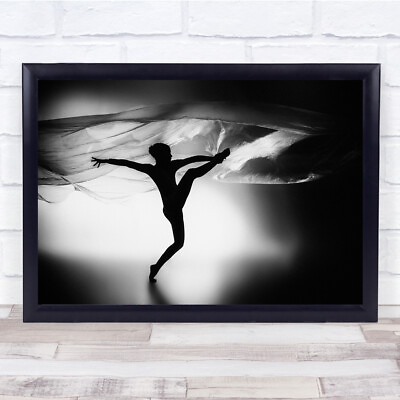 #ad Black amp; White Dancer Studio Performance Elegant Silhouette Wall Art Print GBP 59.99
