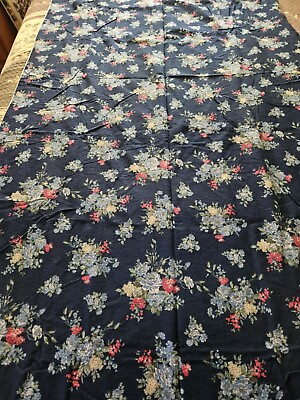 #ad Marcus Bros Textiles Brushed Cotton Fabric Blue Roses On Navy 4.25 Yards X 43quot; $39.99