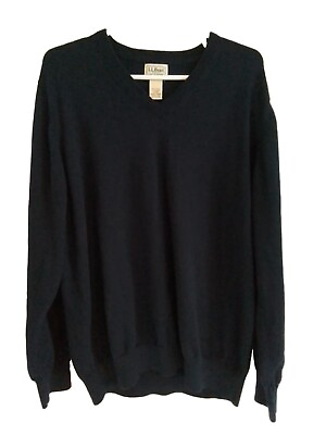 #ad L.L Bean Sweater VINTAGE Mens Size XL Navy Blue Cotton Cashmere Pullover 274603 $18.87