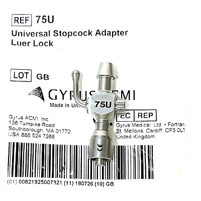 #ad Gyrus ACMI REF 75U Universal Stopcock w Luer Lock $290.00