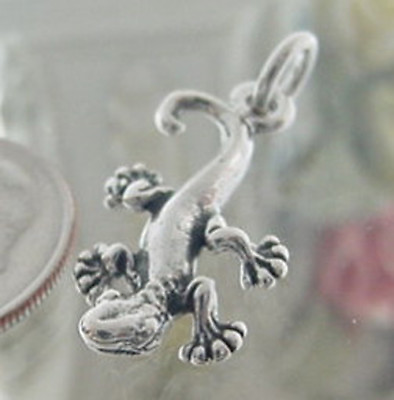 #ad 925 Sterling Silver Gecko Lizard Charm $13.43