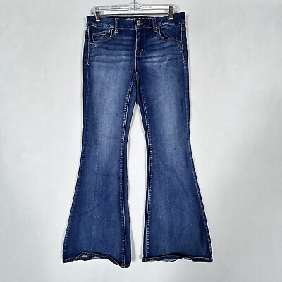#ad American Eagle Boho Artist Jeans Women’s 8 Short Flare Blue Medium Wash Denim $23.92