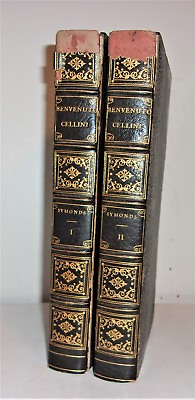 #ad LIFE OF BENVENUTO CELLINI 2 volumes Leather 1906 Illustrated $95.00