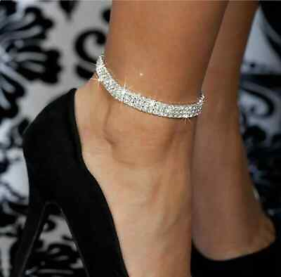 #ad 5.00 Ct Round Cut Lab Created Diamond Womens Tennis Anklet 14K White Gold Plated $340.99