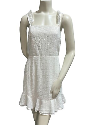 #ad Bar III Womens Mini Dress size Medium White Metallic Flutter Strap Open Back New $17.64