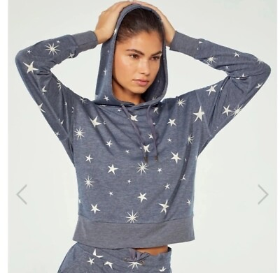 #ad Wildfox Sweat Navy Blue White Star Mix Hoodie Size Small $19.00