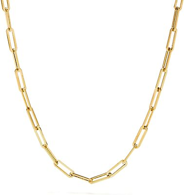 #ad 18k Gold SILVER Plated 4.8mm Paperclip Link Chain Necklace 18quot; or 24quot; $11.95