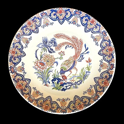 #ad RARE Belgium Boch Faience Plate Hand Painted Display Plate Charger $149.95