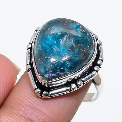 #ad Neon Blue Apatite Gemstone Ring 925 Sterling Silver Jewelry 8 J350 $8.99