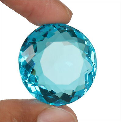 #ad Large Swiss Blue Topaz 90.00 CT Round Faceted Cut Loose Gemstone Gift 4 Women $9.47