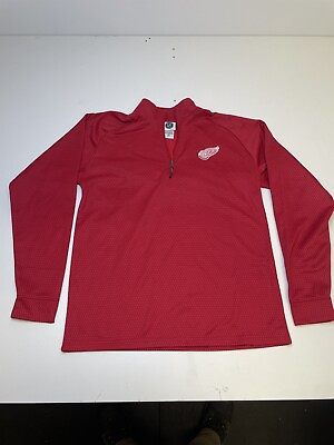 #ad NHL Official Merchandise Detroit Red Wings Men#x27;s 1 4 Zip PULLOVER Medium M $19.95