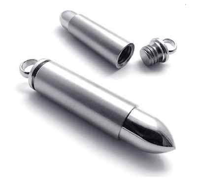 #ad Fashion 316L Stainless Steel Bullet Ammunition Cartridge Pendant Mens Necklace $15.99