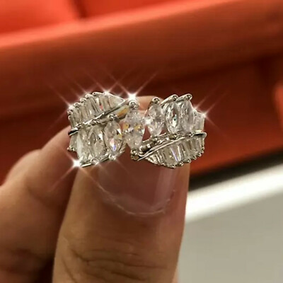 #ad Fashion Wedding Jewelry Women Cubic Zircon 925 Silver Filled Ring Gift Sz 6 10 C $3.38