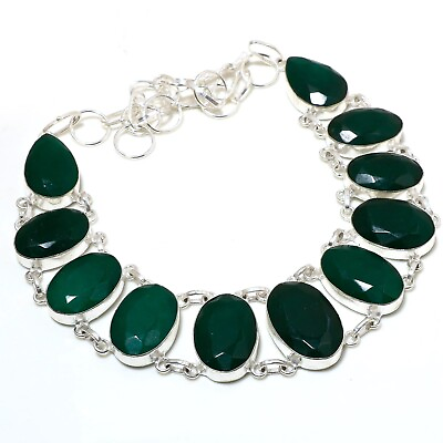 #ad 925 Sterling Silver Sakota Mines Emerald Gemstone Handmade Necklace Jewelry 18quot; $29.99