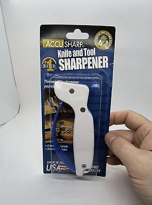 #ad AccuSharp Classic Regular Knife amp; Tool Sharpener White Blue NEW SEALED $11.00