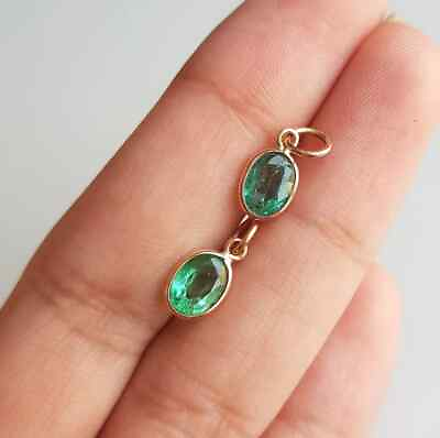 #ad AA Zambian Emerald Oval Charm Solid 14k amp; 18k Gold May Birthstone Charms Pendant $107.10