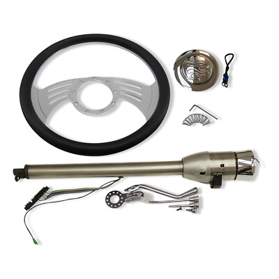 #ad 28 Automatic Natural Steering Columnamp;Half Wrap 14quot; Wheelamp;Flamed Horn Button $353.68