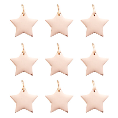 #ad 10pcs 304 Stainless Steel Star Charms Rose Gold Smooth Dangle Pendants 11x12mm $11.99
