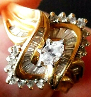 #ad VINTAGE DIAMOND 14KT YELLOW GOLD SPARKLY WHITE DIAMONDS 1 2CTW BEAUTIFUL $749.00