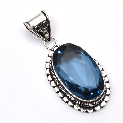 #ad Beautiful Blue Topaz Gemstone Ethnic Handmade Pendant Jewelry Party Wear NP 162 $4.99