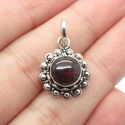 #ad 925 Sterling Silver Vintage Real Amethyst Gem Beaded Round Pendant $24.95