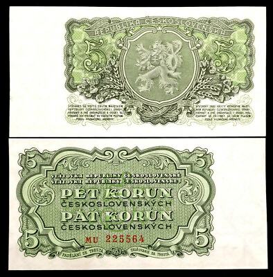 #ad Czechoslovakia 5 Korun 1953 Banknote World Paper Money UNC Currency Bill Note $12.45
