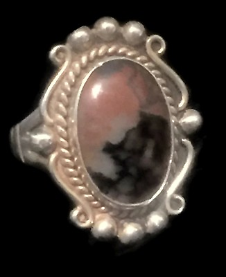 #ad Vintage Agate Silver Southwest Tribal Boho Ring Size 5.75 $88.00