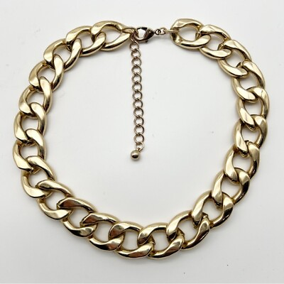 #ad Fashion Cool Gold Tone Chunky Thick Choker Necklace 16” Unisex Retro Punk $13.99