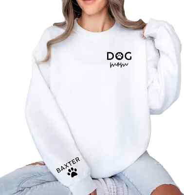#ad Custom Dog Mom Sweatshirt Paw Print Mom Sweatshirt Personalized Womens $24.99