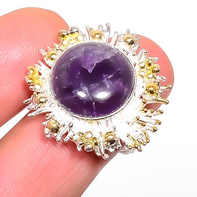 #ad Amethyst Mashamba 925 Sterling Silver Two Tone Gold Plated Ring s.8 R1158 9 $13.19