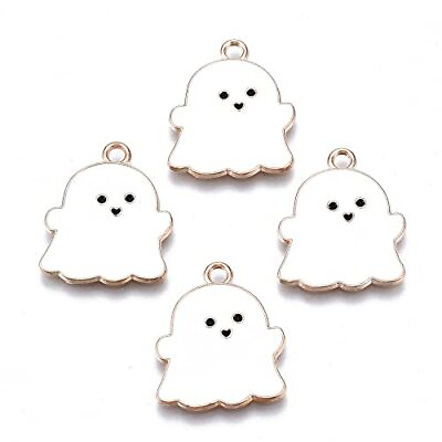 #ad 100 Pcs Lovely Enamelled White Ghost Spirit Charms Ghost Charms 22mm White $22.72