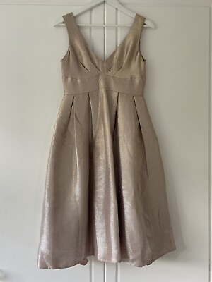 #ad GOLD NUDE SHIMMER DRESS 10 DEBUT TOWIE CELEB GLAM CLUB PARTY PRETTY WEDDING CHIC GBP 25.98