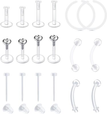 #ad Clear Cartilage Earrings Set Sports Work Plastic Jewelry for Sensitive Ears $31.44