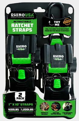 #ad Rhino USA 1in x 10ft Retractable Ratchet Straps 2 Pack $25.99