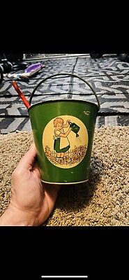 #ad Very Rare Amazing Cond 1850s Vintage Tin Sand Pail And Shovel. Made By “YLES.” $169.99