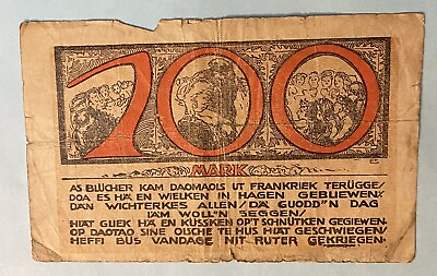 #ad 100 Mark Vintage Obsolete German Notgeld 1922 County Hagen $9.25