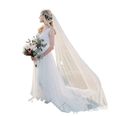 #ad Zehope 1 Tier Bride Wedding Veil White 118#x27;#x27; Cathedral Long Veils Bridal Soft... $26.74