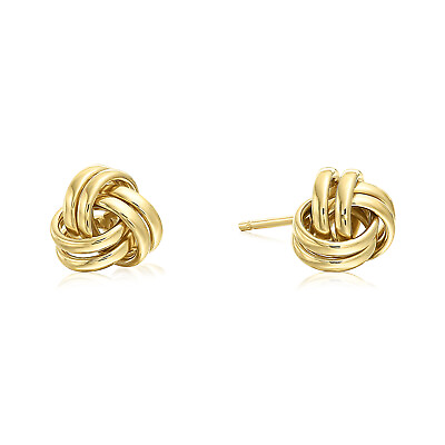 #ad 14K Real Solid Gold Polished Love Knot Sleeper Studs Earrings Screw back 7mm $99.95