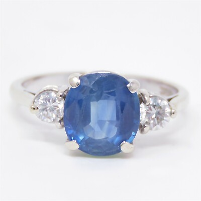 #ad NYJEWEL 14k White Gold 3.6ct Natural Sapphire amp; Diamond Ring $2299.00