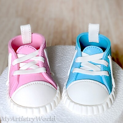 #ad Edible 3D fondant gum paste baby Converse shoes booties cake toppers $30.00