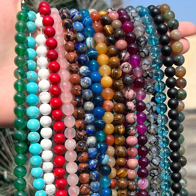#ad #ad Natural Gemstone Round Spacer Loose Beads Jewelry Making 4mm 6mm 8mm 10mm 12mm $5.49