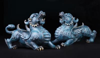#ad home decor copper sculpture zhaocai good fortune wealth pair dragon pixiu beast $475.00