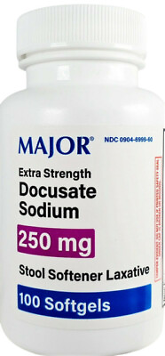 #ad Major Stool Softener Docusate Sodium 250mg 100 Softgels ^ $7.55